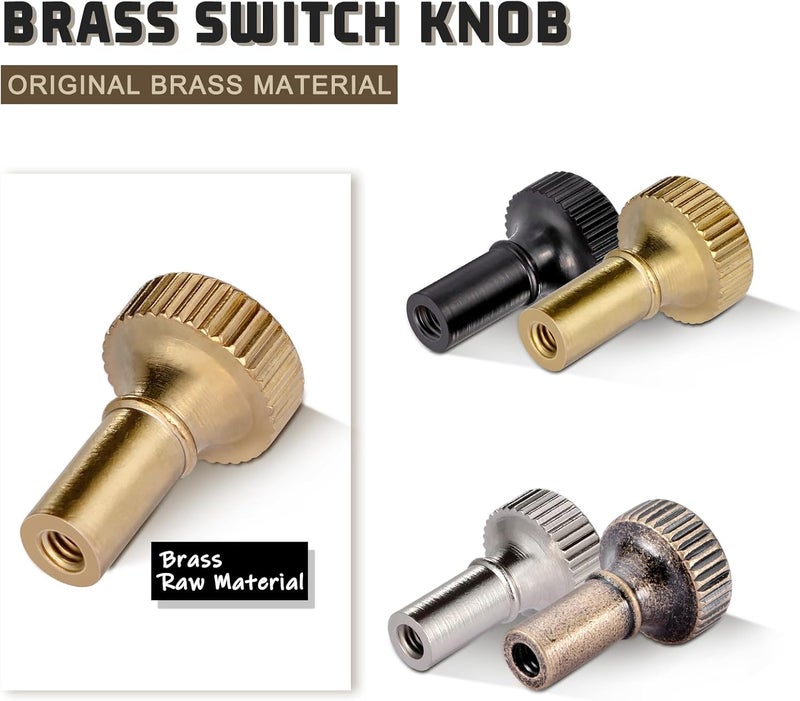 GooChan Brass Lamp Switch Knob,Turn On/Off Light Switch Knob Replacement,Standard Size Twist Switch Knobs,Antique Brass Color (Gold) - Image 2